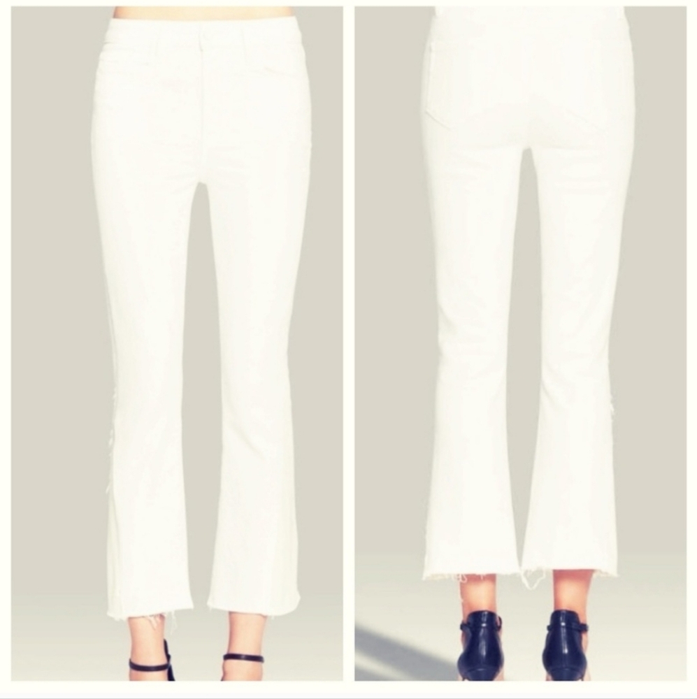 PAIGE Off White Collette Crop Flare Jeans Sz 32
